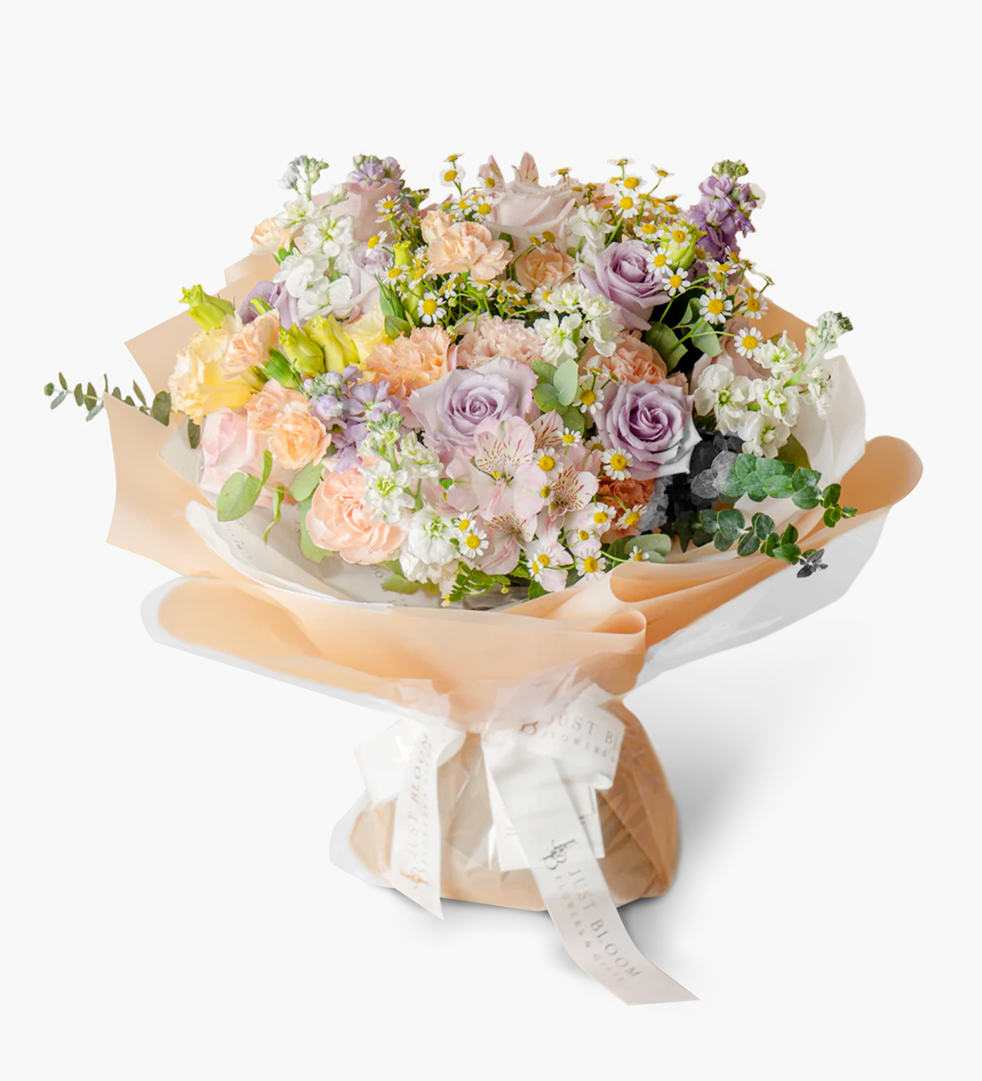 Pastel bouquet McKenna with roses, carnations, and chamomiles – Just Bloom Hong Kong