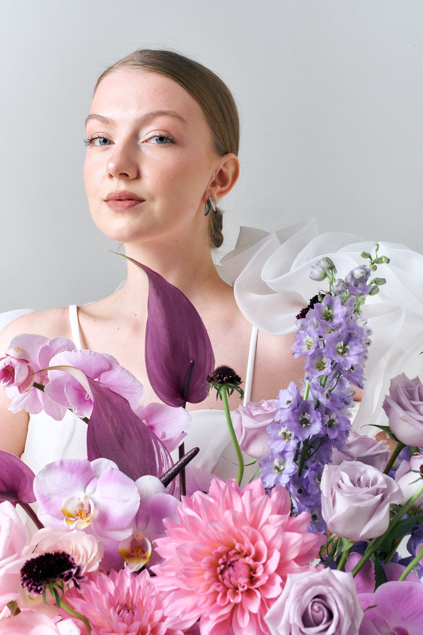 Heartfelt Promise purple calla lily orchids close up detail luxury flower box Just Bloom HK