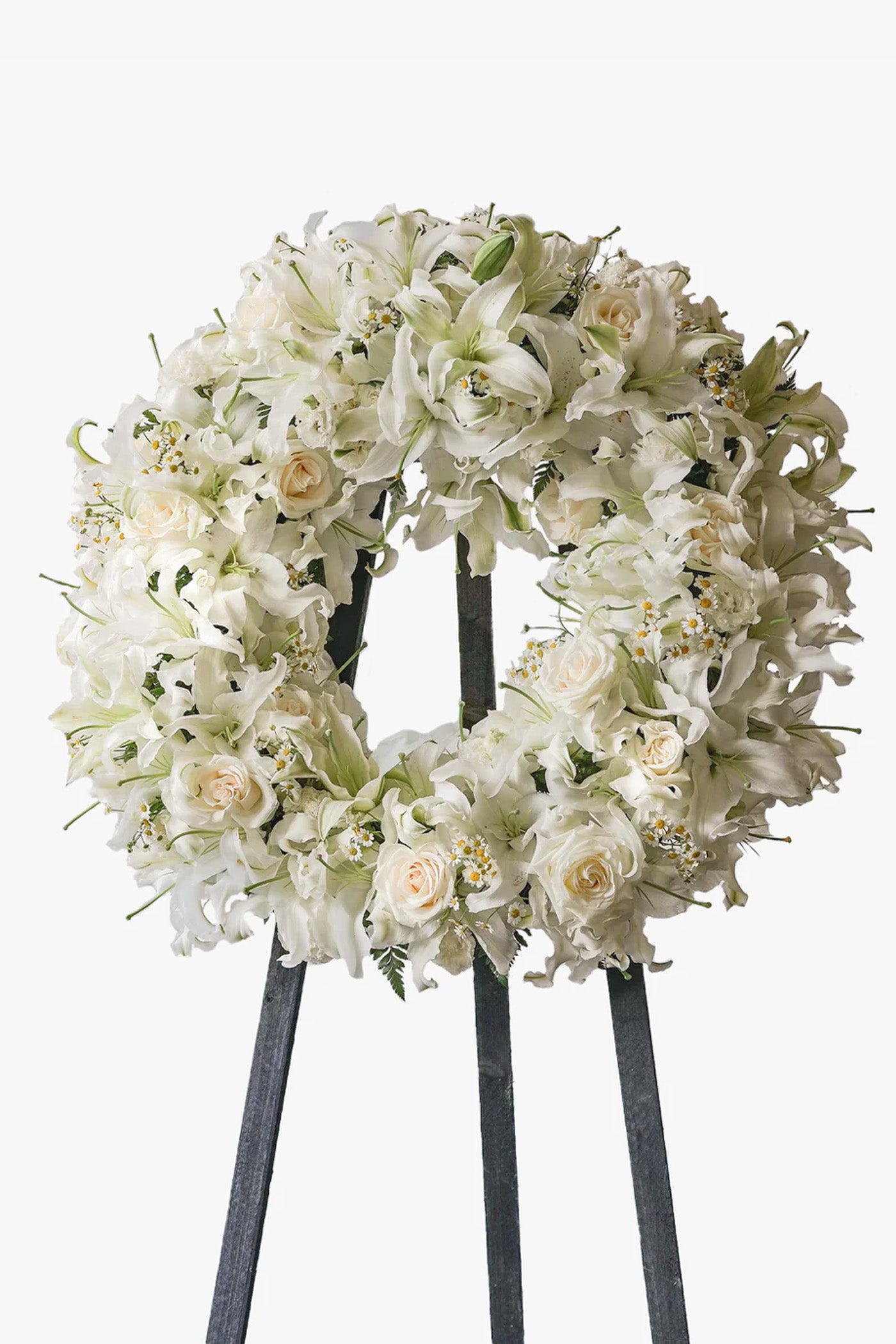Sympathy floral arrangement by Just bloom × Hong Kong Florist, characterized by elegance, purity, and solemnity.