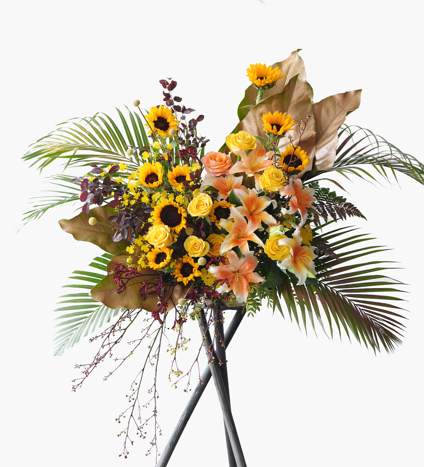 Aniyah – Grand Opening Stand with Yellow Roses, Lilies, and Sunflowers | Just Bloom Hong Kong