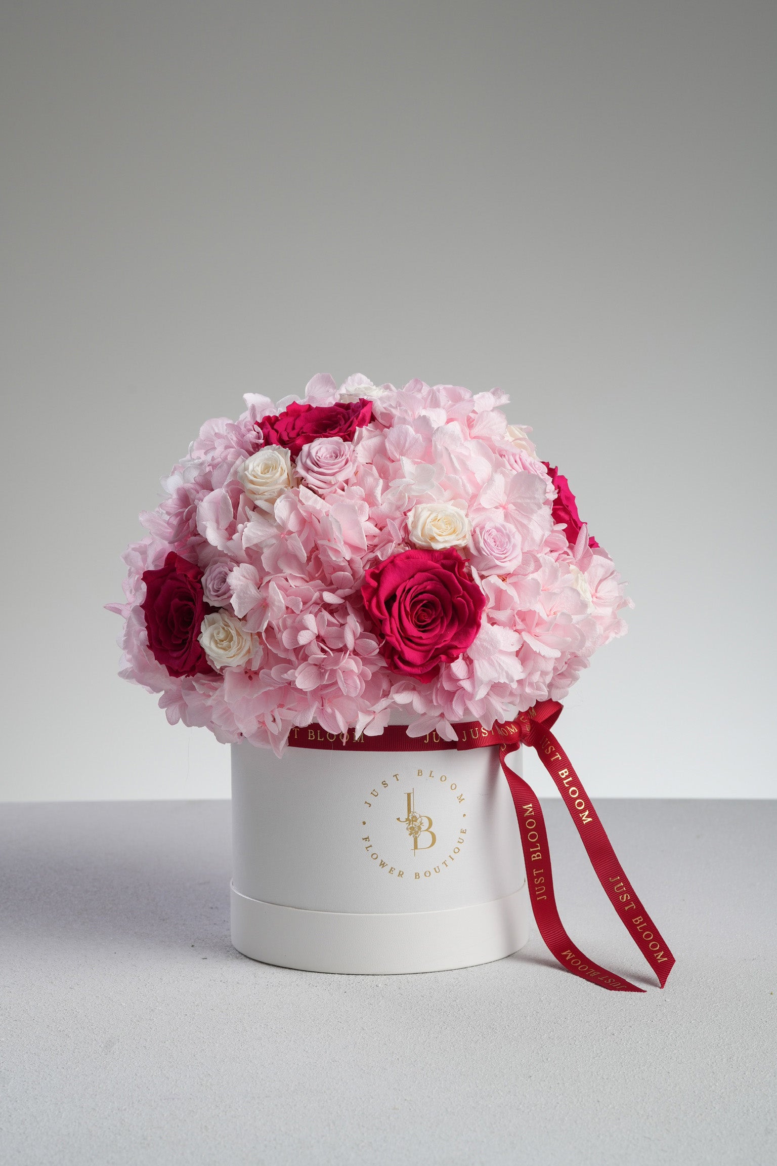 Romantic preserved rose and hydrangea box set – Calliope design