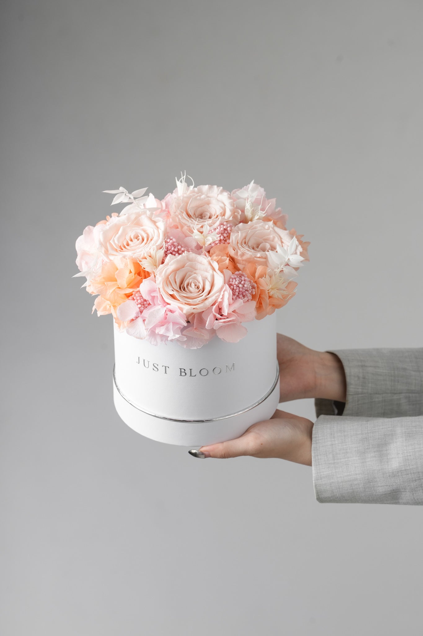 Jessa pink orange preserved rose flower box lasting memories Hong Kong Just Bloom HK