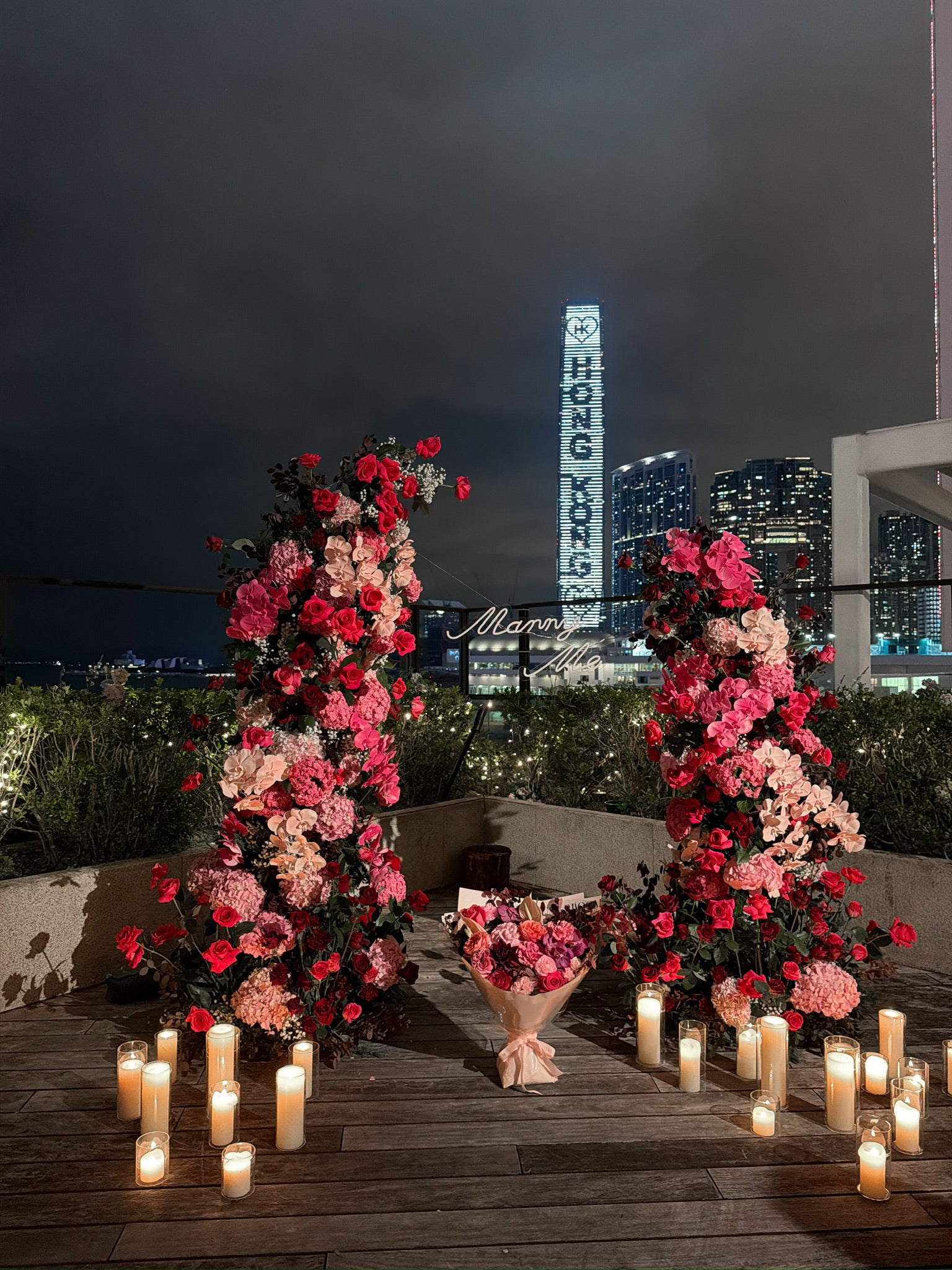 Midnight Bloom Floral Installation with Roses, Hydrangeas, Baby's Breath, and Orchids by Just Bloom Hong Kong