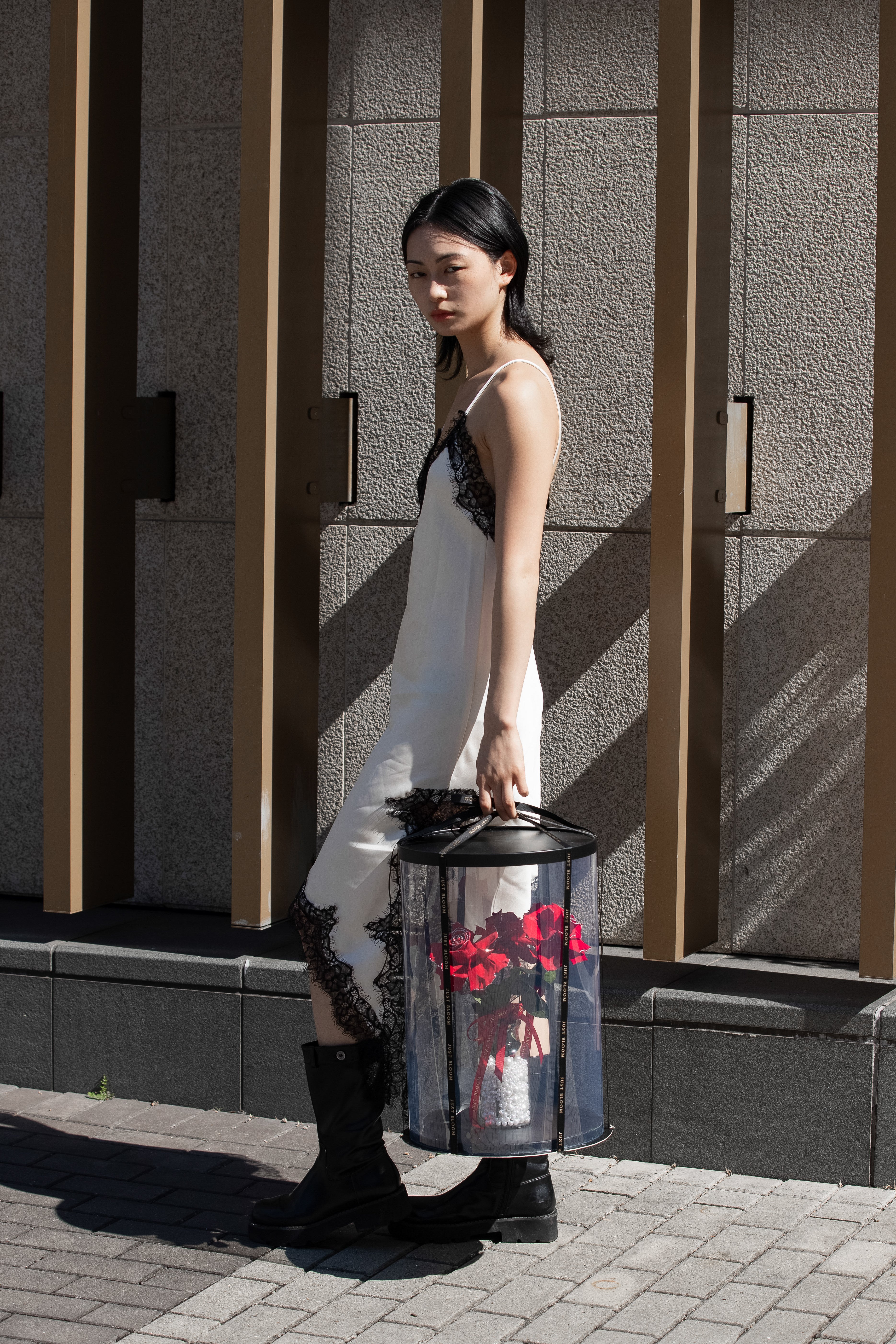 Sweet Whisper preserved red roses with pearl base and burgundy ribbons for Valentine's Day