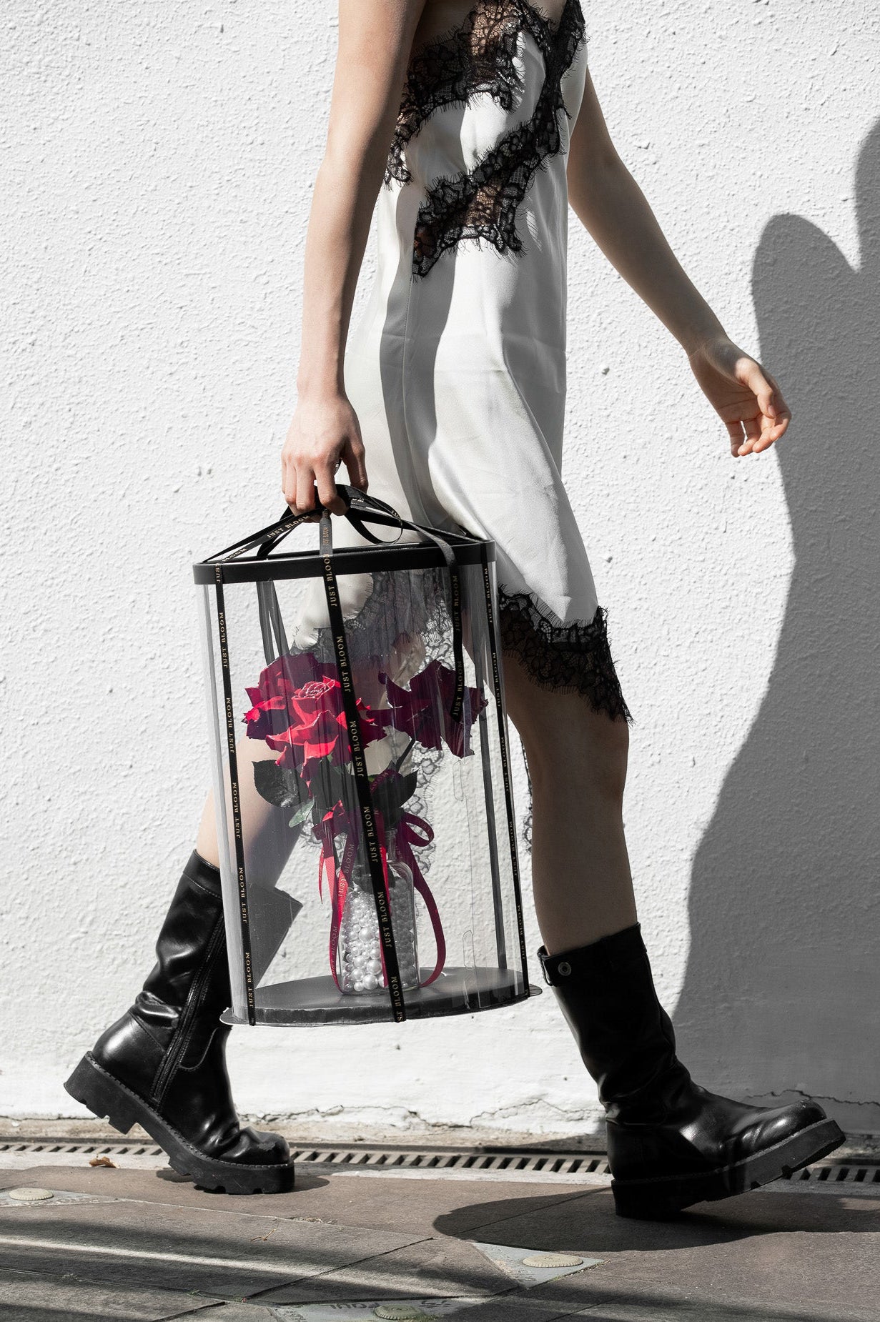 Sweet Whisper preserved red roses with pearl base and burgundy ribbons for Valentine's Day