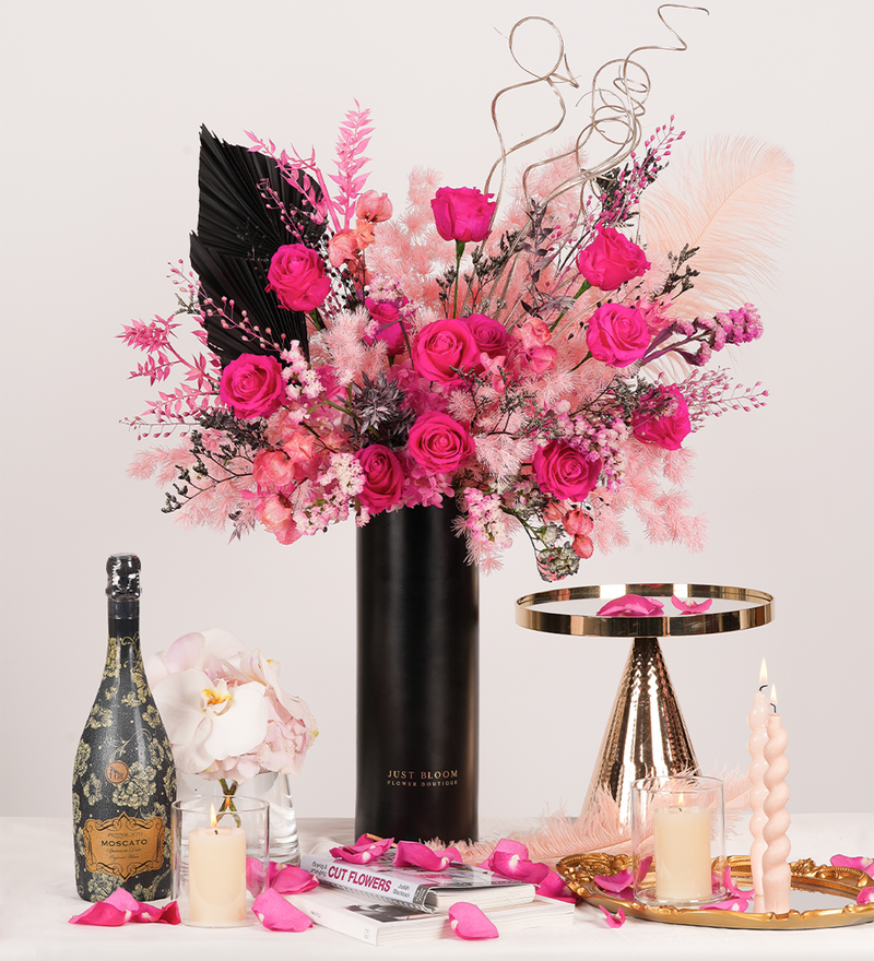Elegant Pink Tone Everlasting Flower Vase Arrangement by Just Bloom Hong Kong Florist