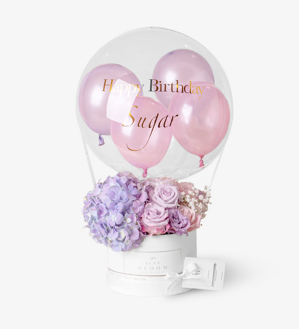 Just bloom × Hong Kong Florist: Elegant Flower Box, premium Ecuadorian roses, Dutch hydrangeas, baby's breaths, and eustomas