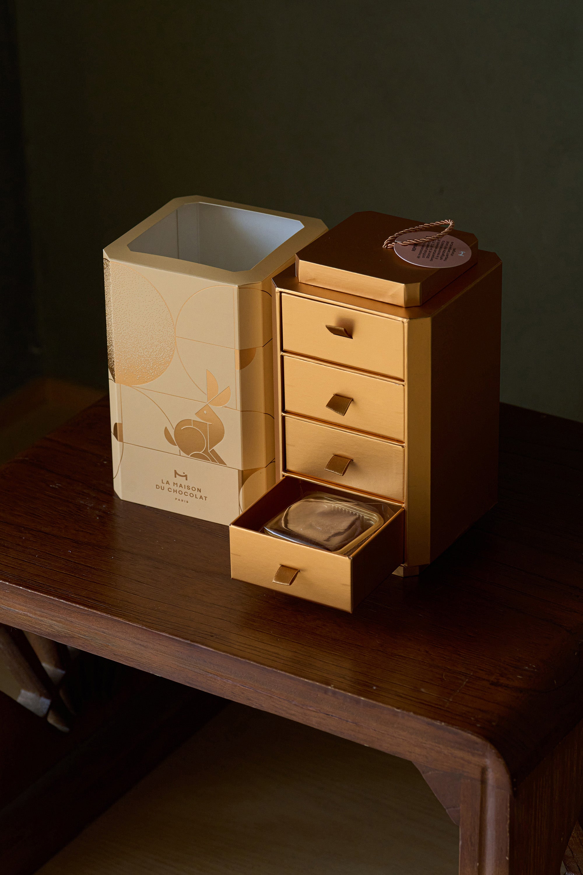 La Maison du Chocolat Radiant Moon Delight gift box with drawer compartments and moon rabbit design — Just Bloom Hong Kong