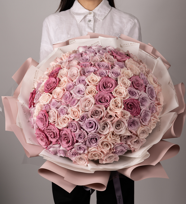 Blissful Pink and Purple Bouquet - Premium Ecuadorian Roses