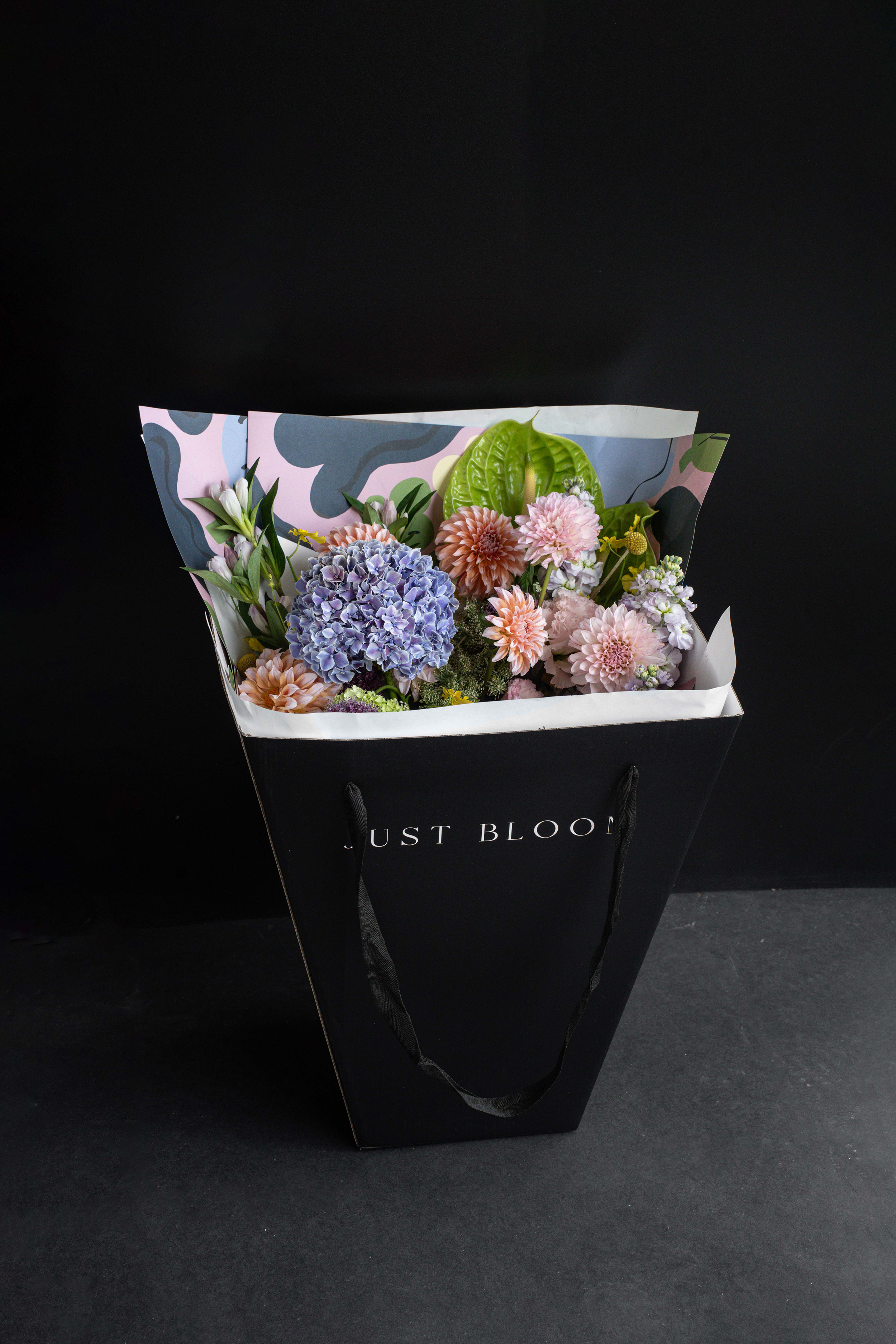 Bloom Club Bouquet with Dahlias, Ranunculuses, Alliums, and Anthuriums by Just Bloom Hong Kong