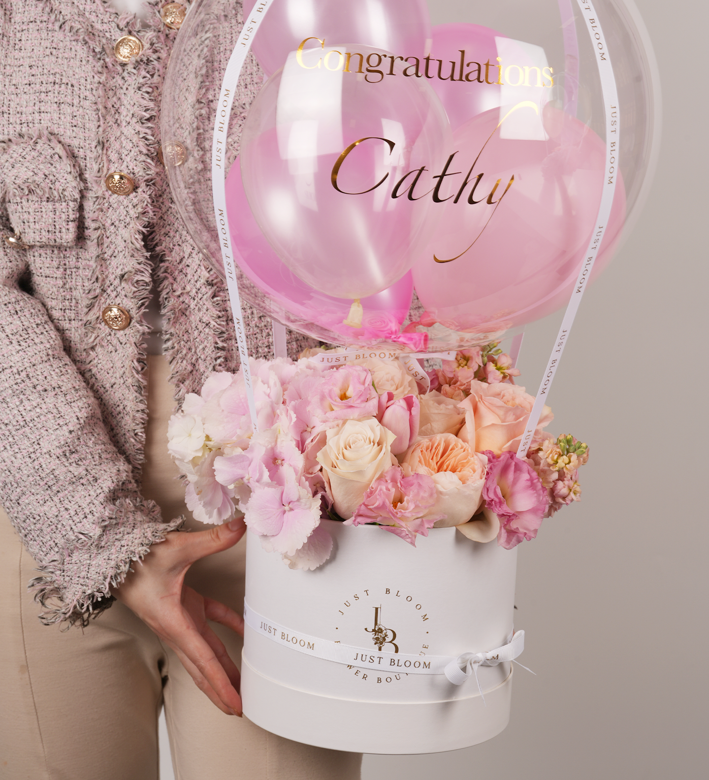 Gorgeous Pink Flower Box | David Austin Rose Juliet | Hydrangeas