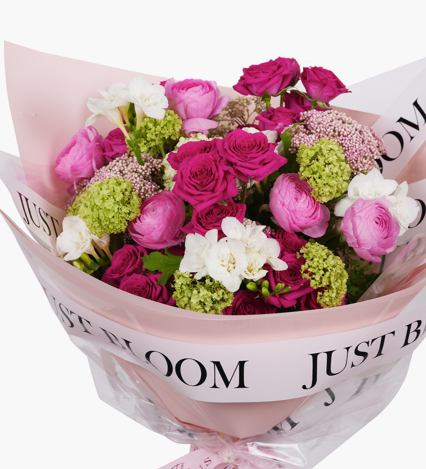 Jayla vibrant pink rose ranunculus bouquet stunning floral design Just Bloom HK