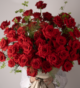 Just Bloom Captivating 99 Red Rose Bouquet - Premium Ecuadorian Roses for Love and Romance"