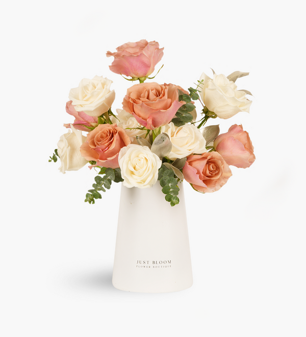 ink and White Roses Fresh Vase Arrangement | Just Bloom Hong Kong Florist