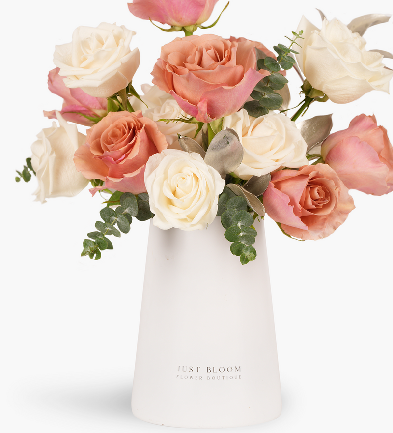 ink and White Roses Fresh Vase Arrangement | Just Bloom Hong Kong Florist