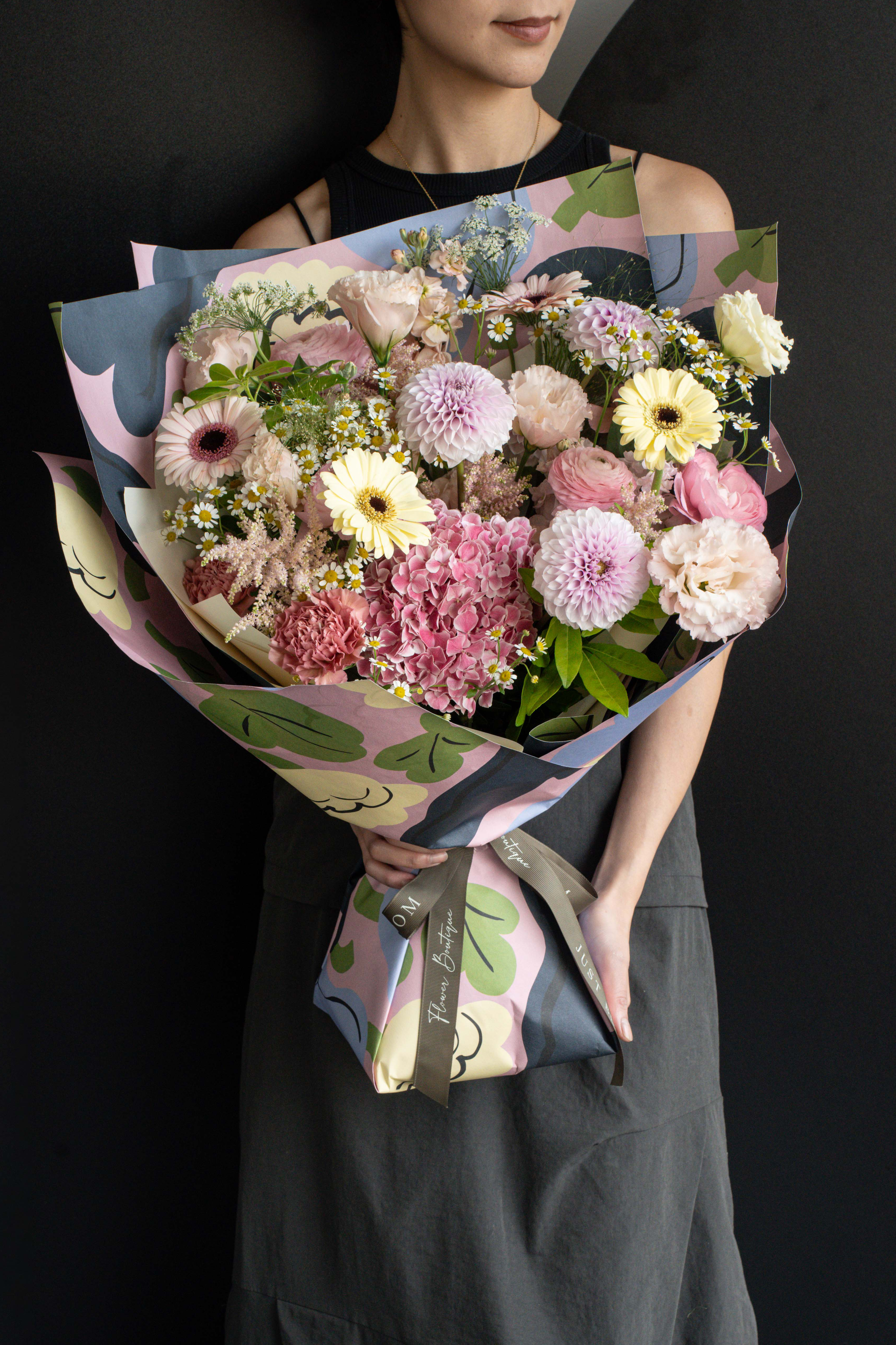 Nordic Bloom Bouquet with Gerberas, Hydrangeas, Dahlias, and Ranunculuses by Just Bloom Hong Kong