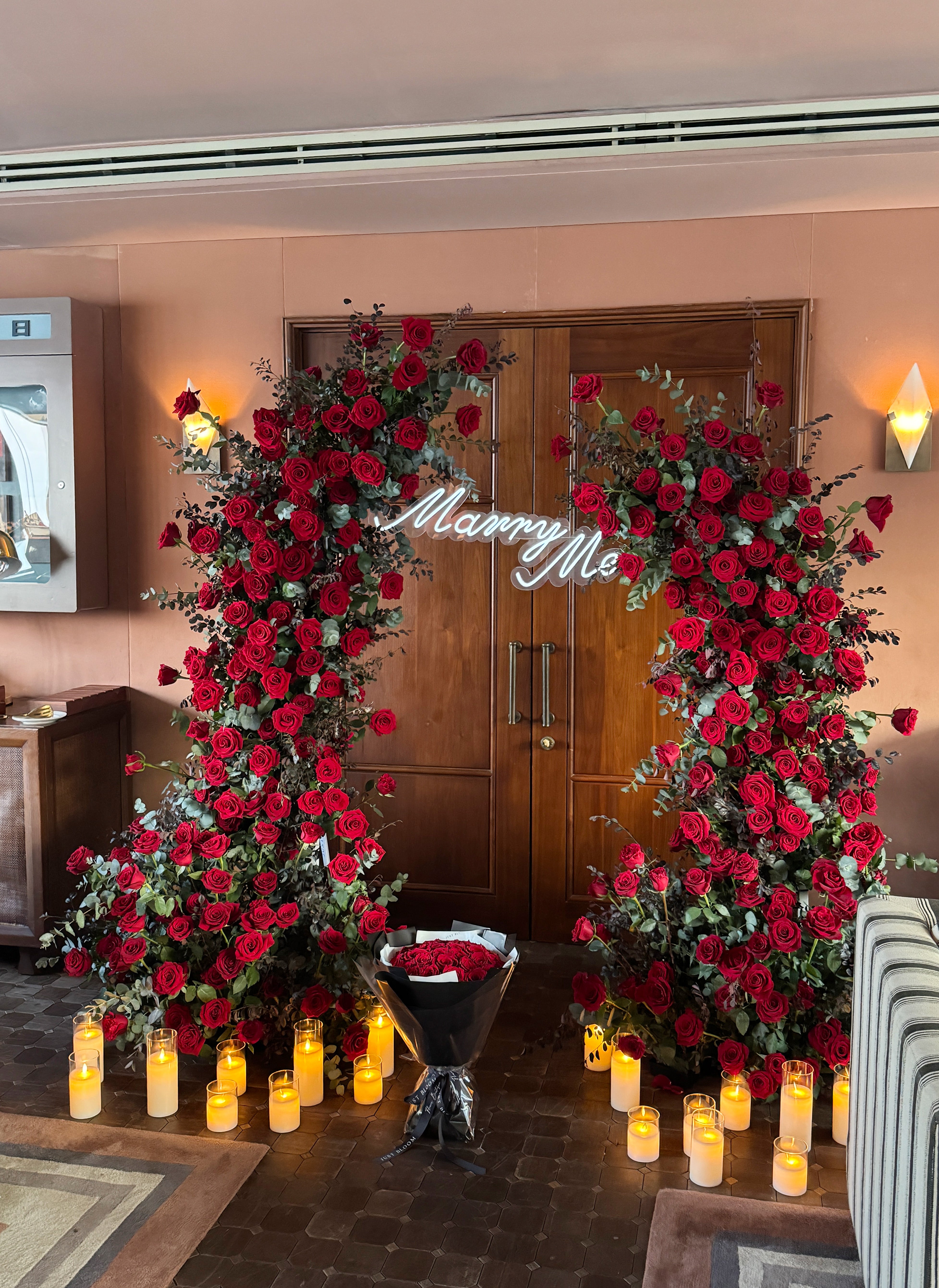 Pledge of Love Floral Installation with Red Roses by Just Bloom Hong Kong