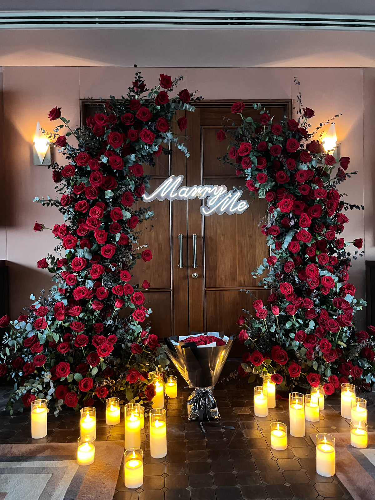 Pledge of Love Floral Installation with Red Roses by Just Bloom Hong Kong