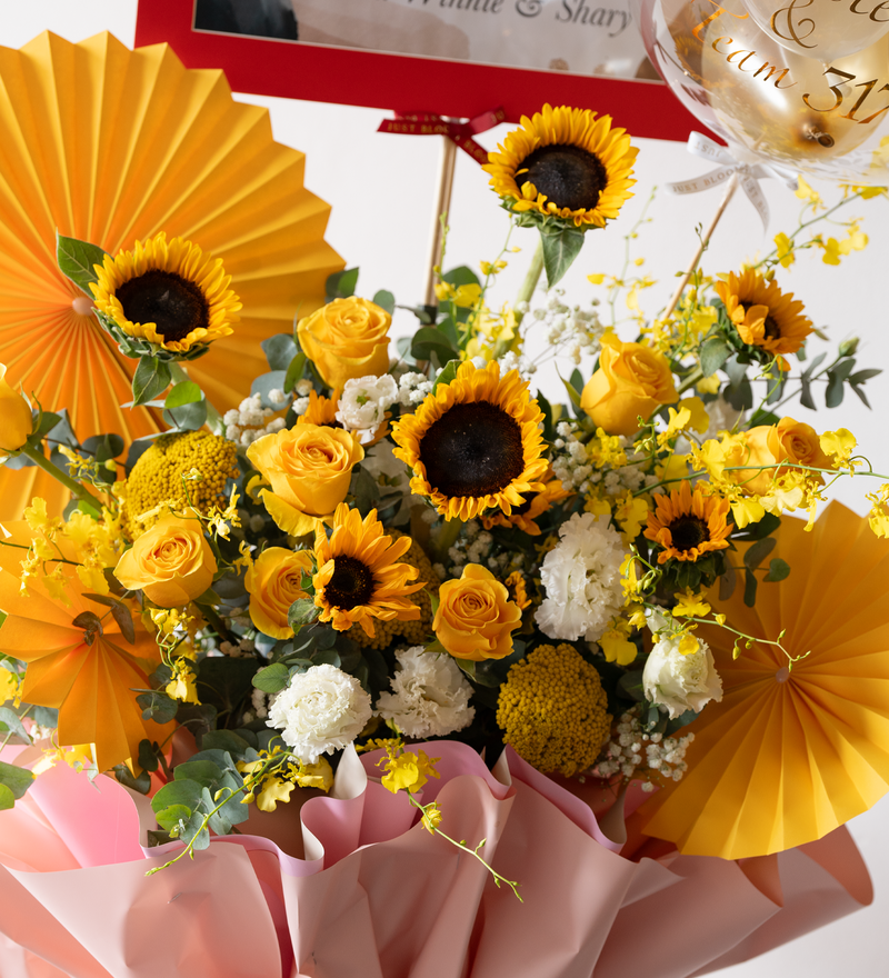 Radiant Sunshine Opening Stand - Premium Roses & Dutch Flowers