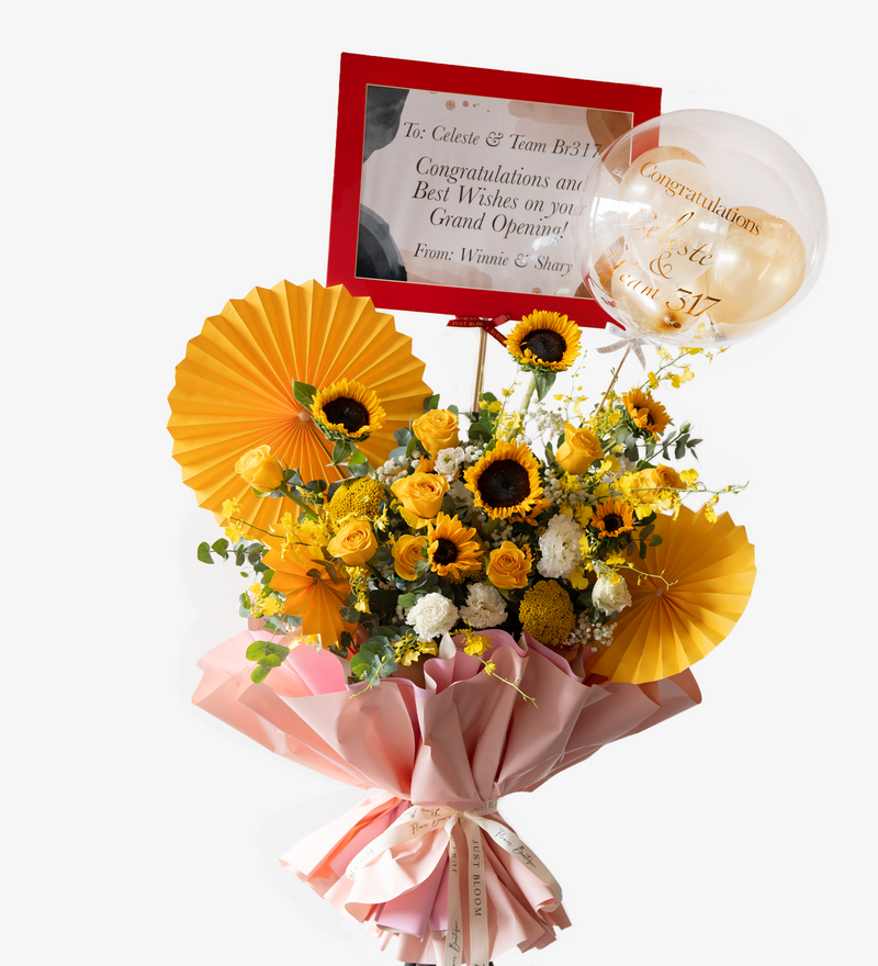 Radiant Sunshine Opening Stand - Premium Roses & Dutch Flowers