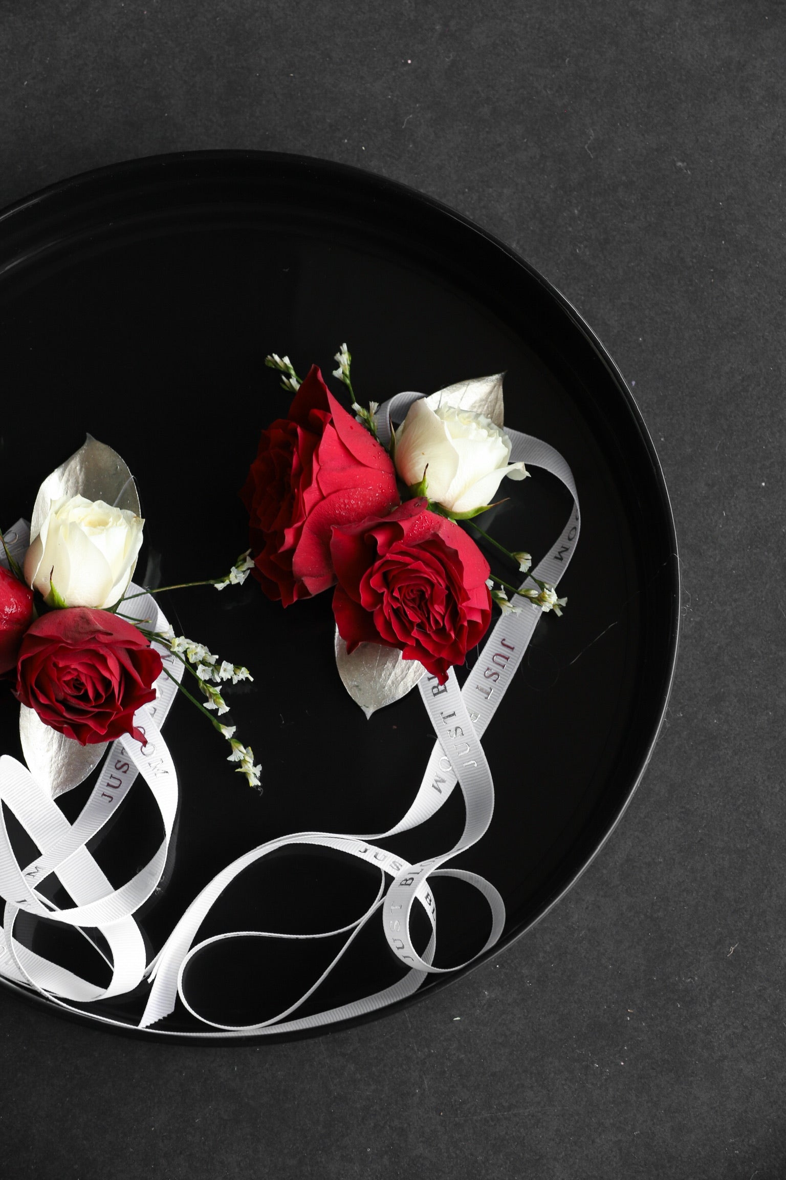 Corsage No.4 Elegant Red and White Wearable Wedding Floral Accessory — Just Bloom Hong Kong