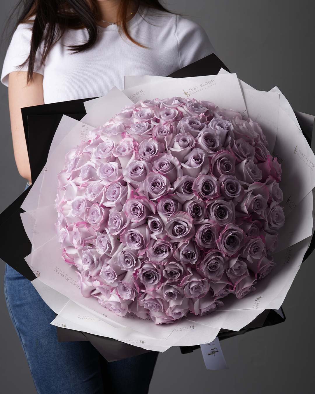 Isabelle premium purple Ecuador rose bouquet gradient purple tones Hong Kong Just Bloom HK